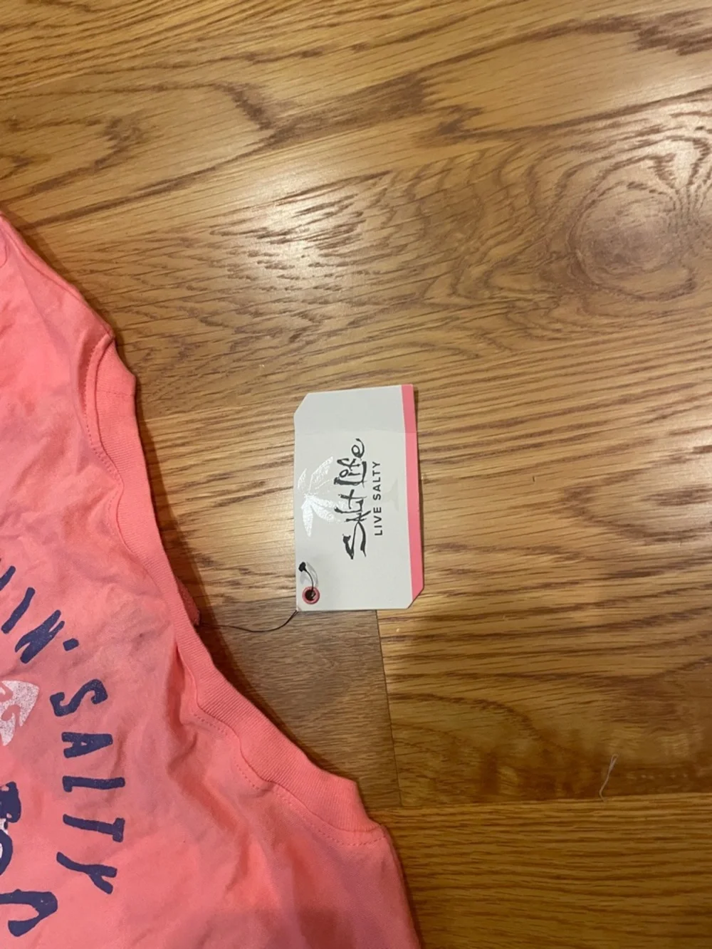 Salt Life Coral Scoop Neck T-Shirt with Navy Logo M (OL2) - Picture 5 of 7